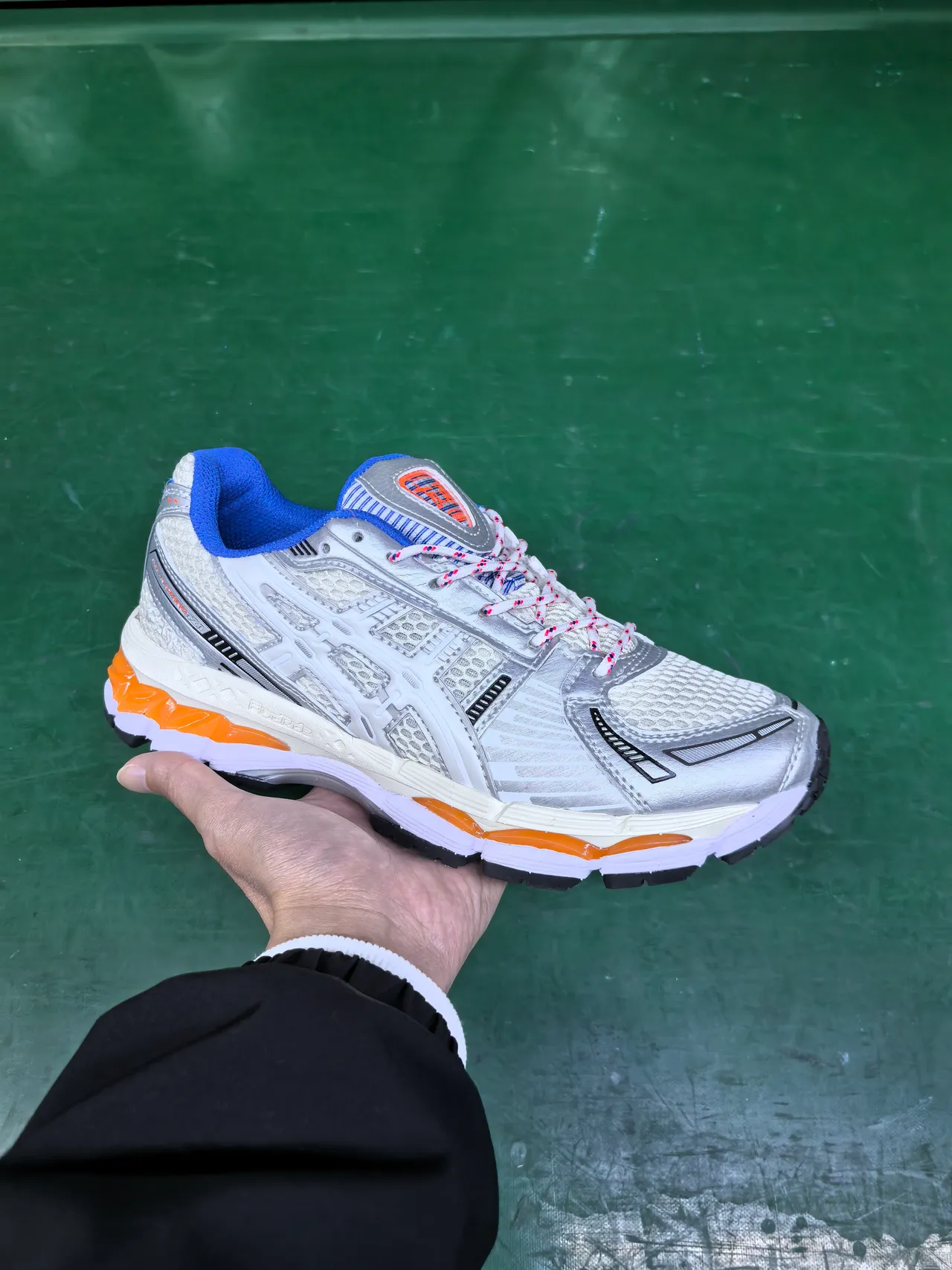 ASICS Silver Blue Structured Synthetic Cage Overlay Mesh Upper Running Shoes 2