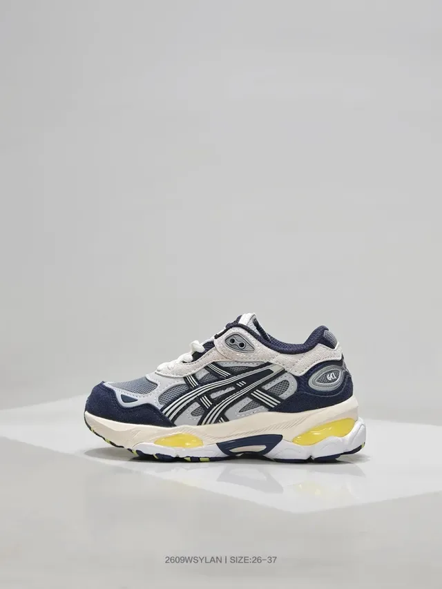 ASICS सफेद नीली मिडसोल मेश और सिंथेटिक ओवरले चंकी स्नीकर्स 2