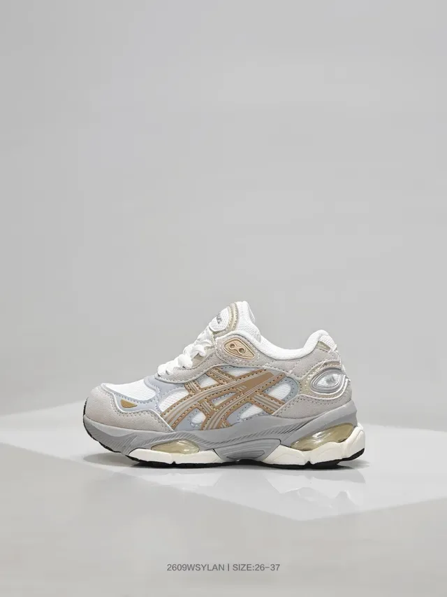 ASICS सफेद नीली मिडसोल मेश और सिंथेटिक ओवरले चंकी स्नीकर्स 4