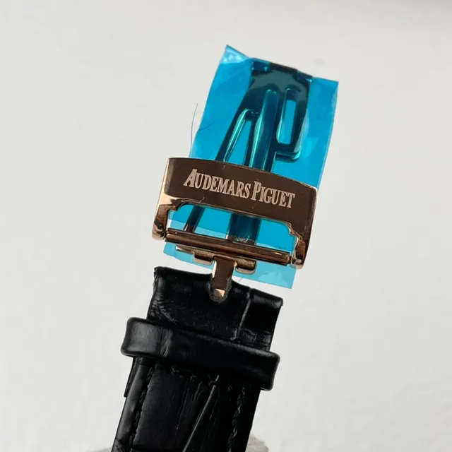 Audemars Piguet Gold Blue Octagonal Screw-Mounted Bezel Integrated Bracelet Mechanical Watch 5