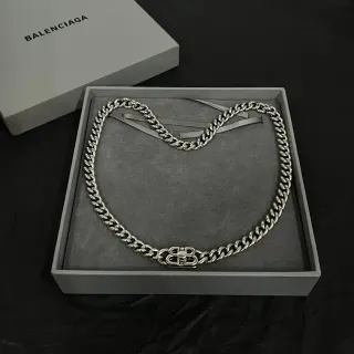 Balenciaga BB Chain Silver Curb-Link Necklace