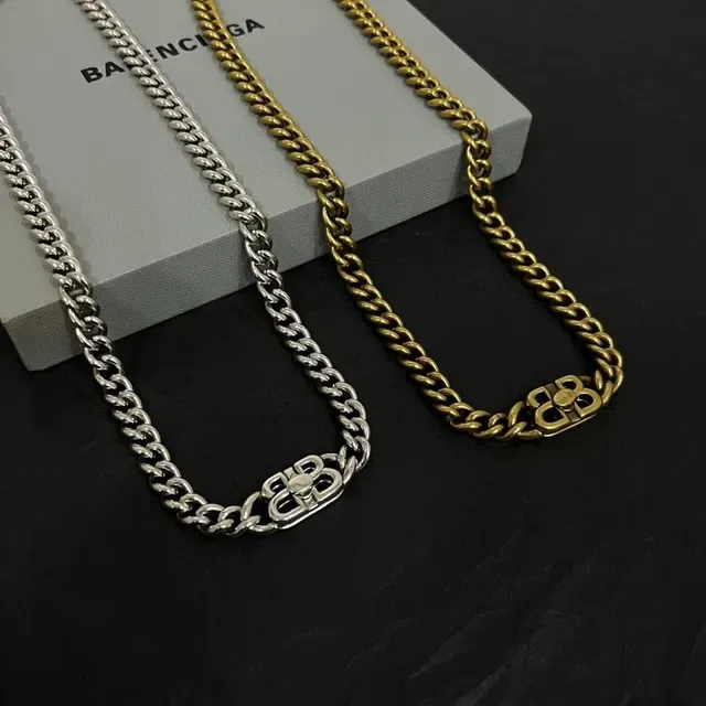 Balenciaga BB Chain Silver Curb-Link Necklace 3