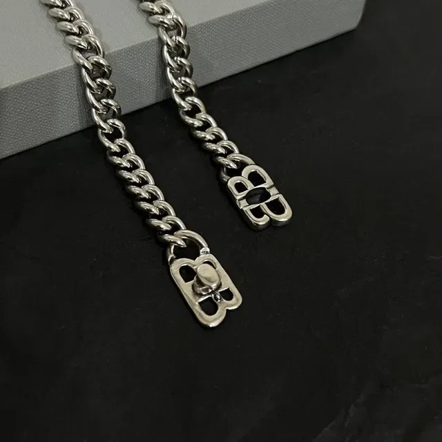 Balenciaga BB Chain Silver Curb-Link Necklace 4