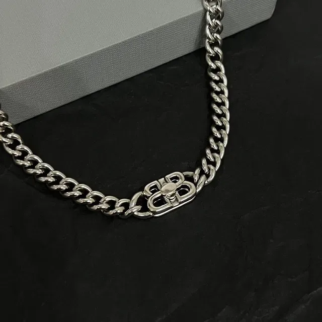 Balenciaga BB Chain Silver Curb-Link Necklace 5