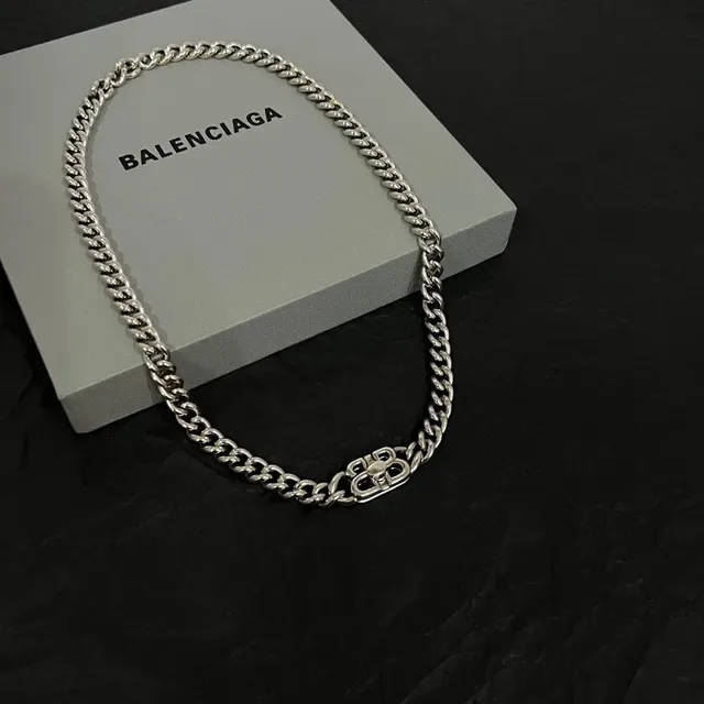 Balenciaga BB Chain Silver Curb-Link Necklace 6