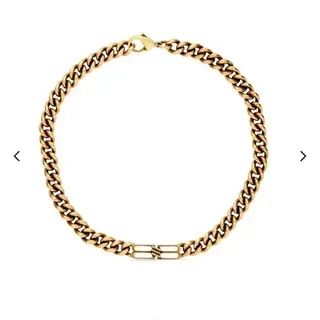 Balenciaga BB Icon Gourmette Gold Curb Chain Antique Brass Necklace