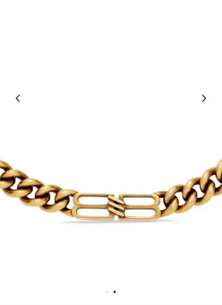 Colar Balenciaga BB Icon Gourmette Corrente Curb Chain Dourada Latão Antigo 8