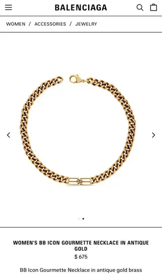 Colar Balenciaga BB Icon Gourmette Corrente Curb Chain Dourada Latão Antigo 9