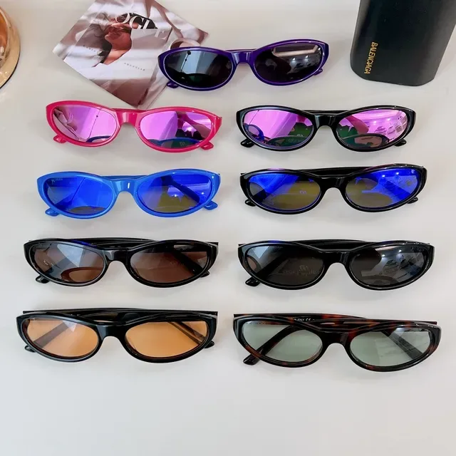 Balenciaga Black Brown Oval Frame Matte Acetate Sunglasses 2
