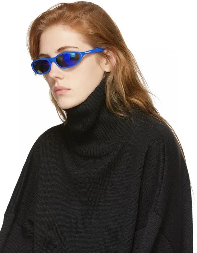 Balenciaga Black Brown Oval Frame Matte Acetate Sunglasses 3