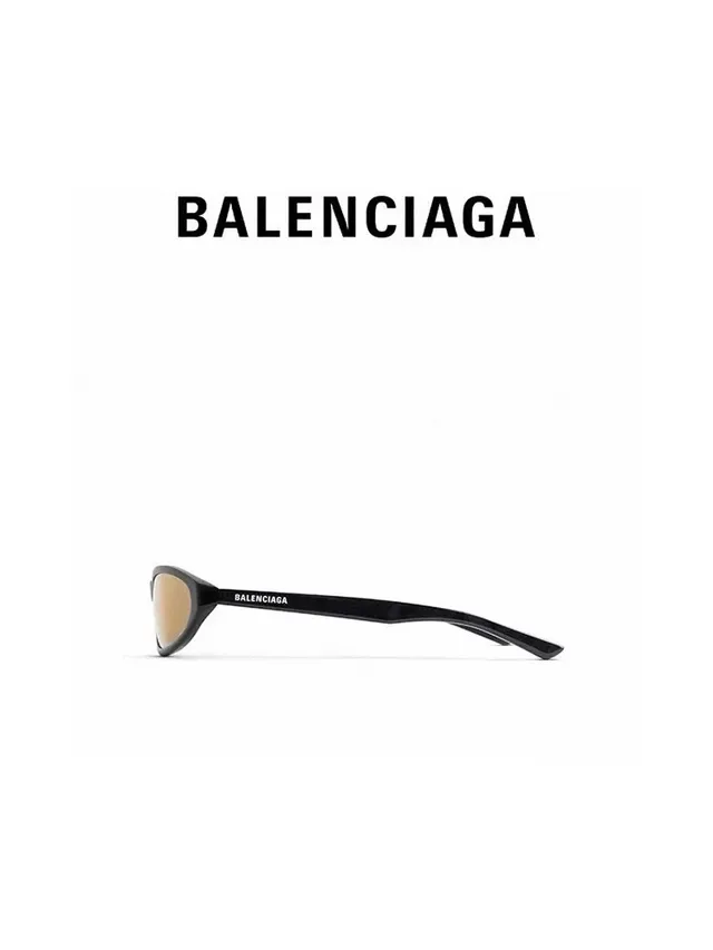 Balenciaga Black Brown Oval Frame Matte Acetate Sunglasses 9