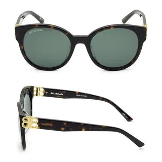Balenciaga Preto Dourado Oval Acetato Moldura B-Logo Hardware Óculos de Sol 3