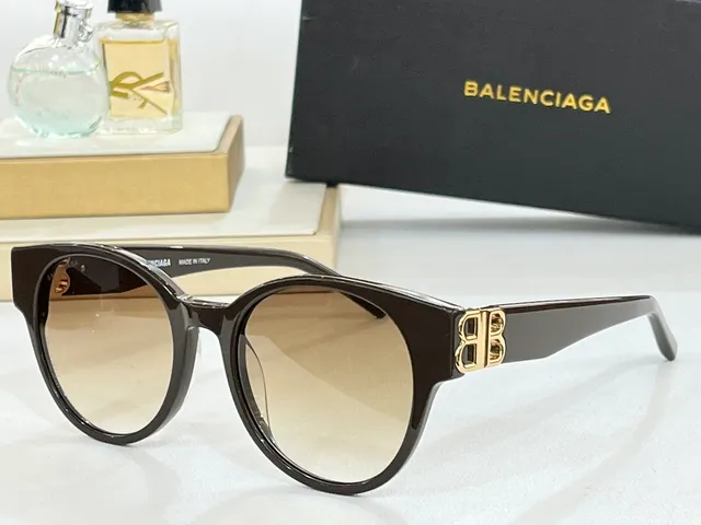 Balenciaga Preto Dourado Oval Acetato Moldura B-Logo Hardware Óculos de Sol 5
