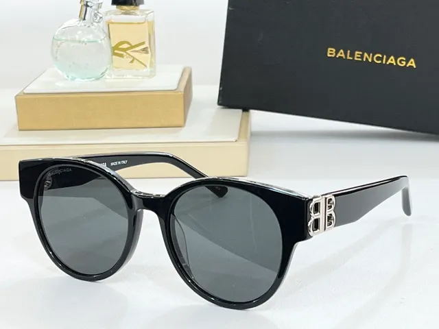 Balenciaga Preto Dourado Oval Acetato Moldura B-Logo Hardware Óculos de Sol 6