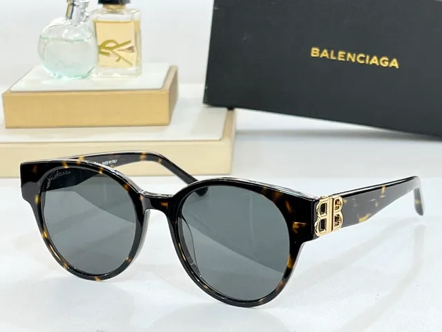 Balenciaga Preto Dourado Oval Acetato Moldura B-Logo Hardware Óculos de Sol 7