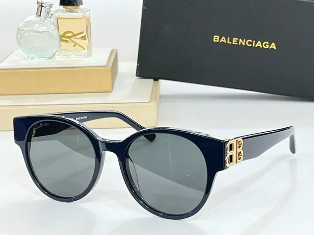 Balenciaga Preto Dourado Oval Acetato Moldura B-Logo Hardware Óculos de Sol 8
