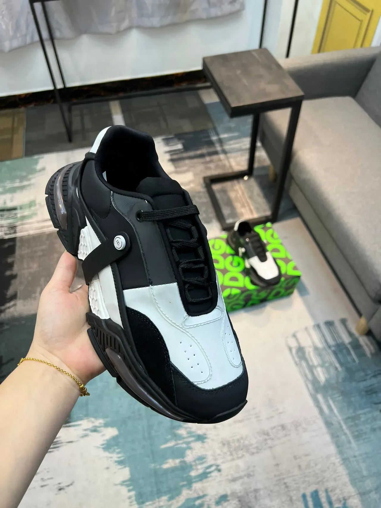 Balenciaga Tênis Chunky Preto e Branco Sola Plataforma Upper Layered 6
