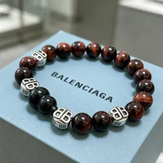 Balenciaga Pulsera Marrón Negro con Encanto de Logo Beaded