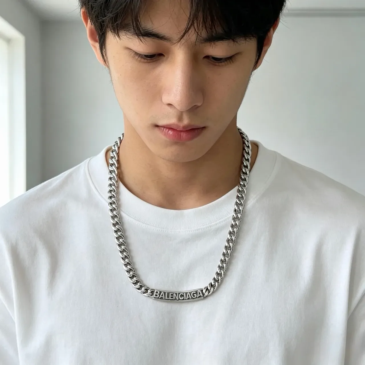 Collier Balenciaga Logo Chaîne Argent 6