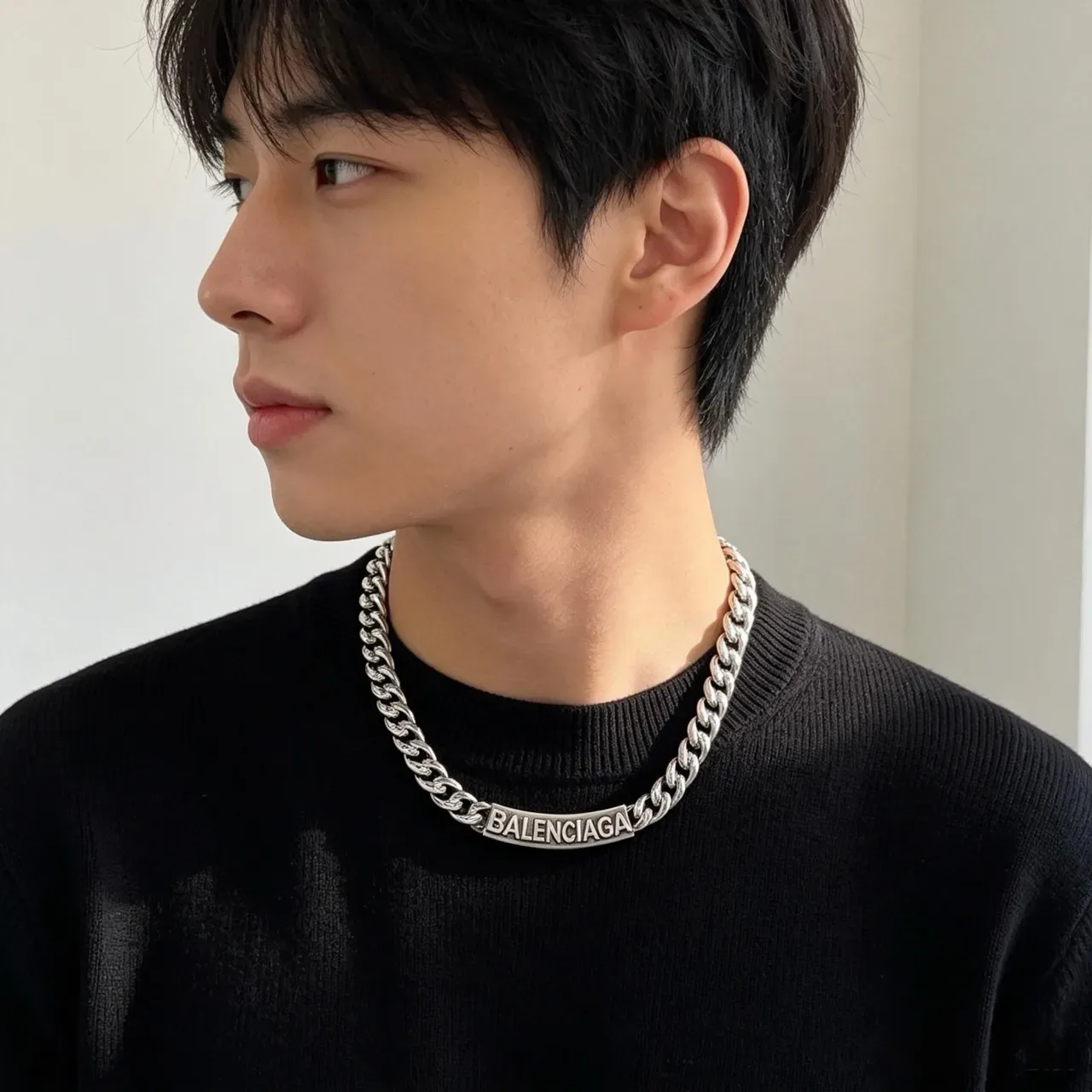Collier Balenciaga Logo Chaîne Argent 9