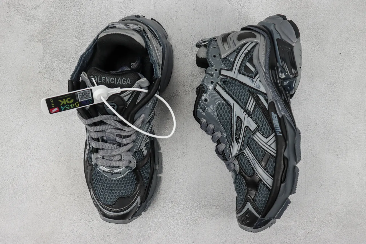 Balenciaga Runner Dark Gray and Silver Chunky Sneakers 3