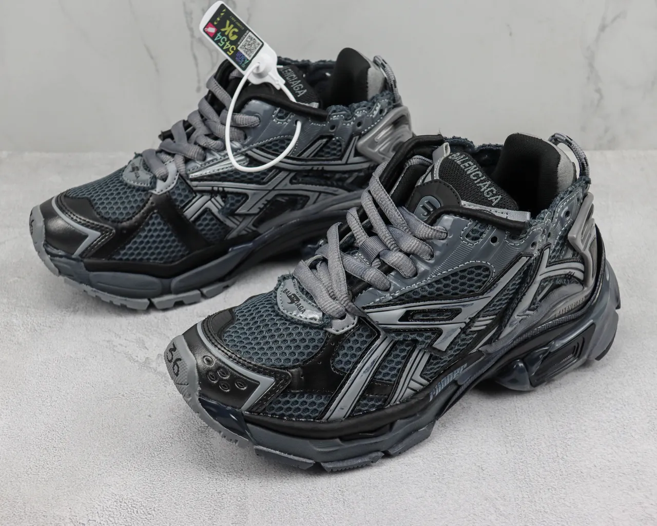Balenciaga Runner Dark Gray and Silver Chunky Sneakers 4