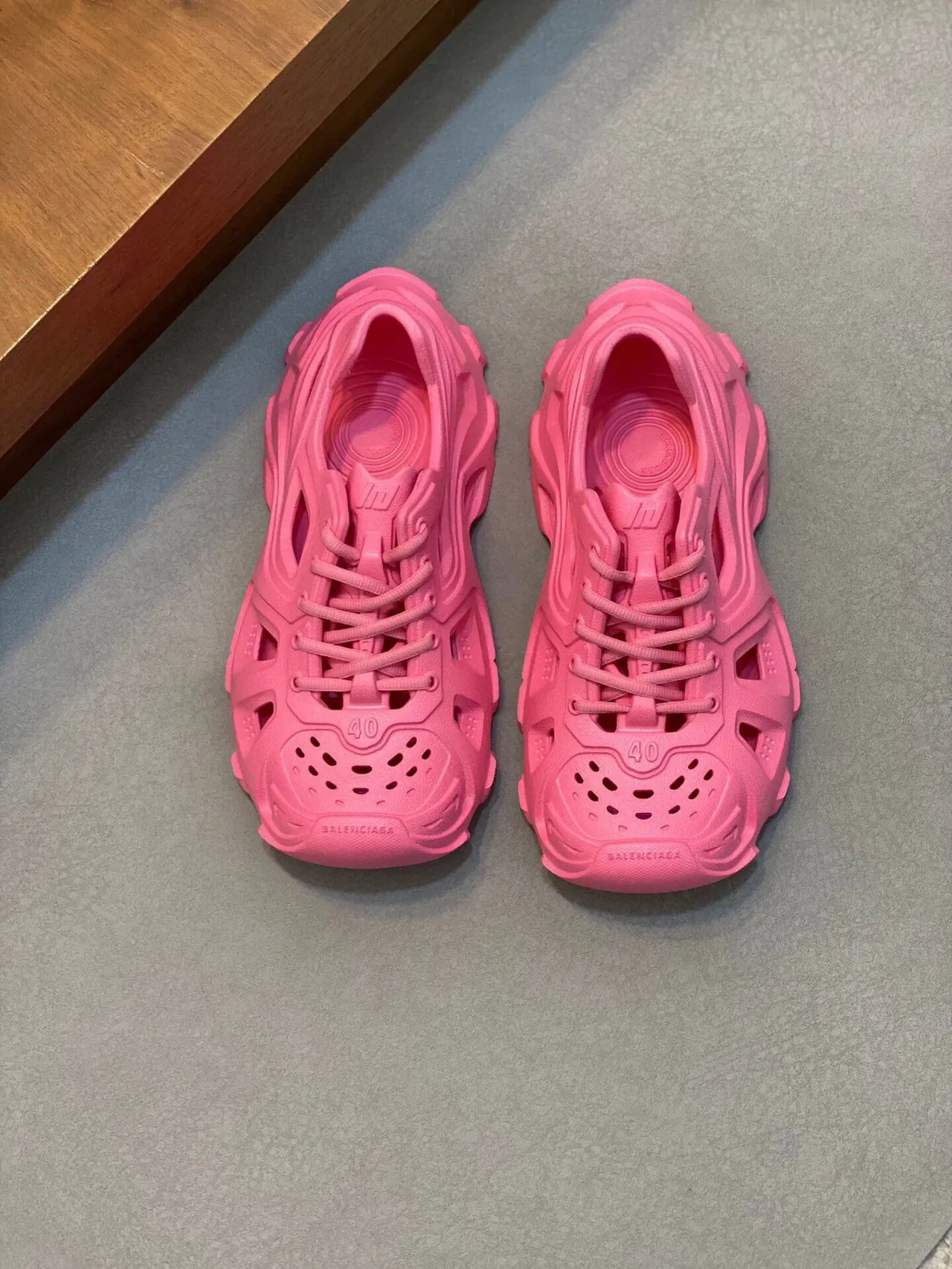 Balenciaga Runner Pink Monolithic Molded Rubber Chunky Sneakers 2