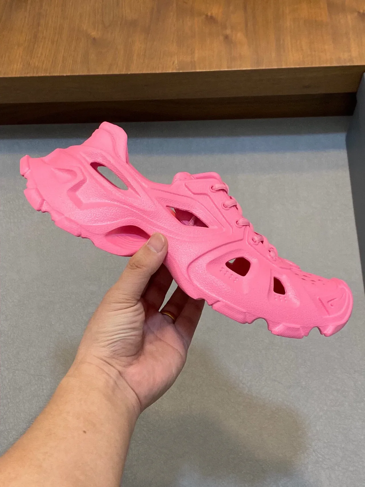 Balenciaga Runner Pink Monolithic Molded Rubber Chunky Sneakers 4