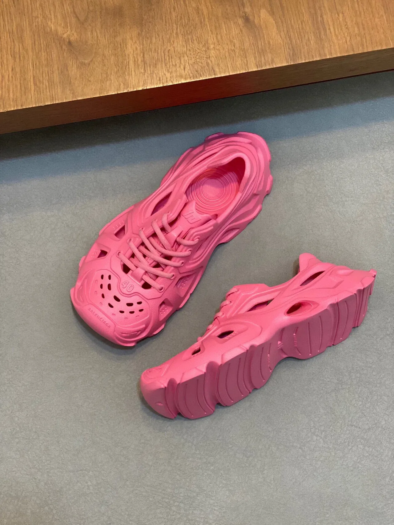 Balenciaga Runner Pink Monolithic Molded Rubber Chunky Sneakers 5