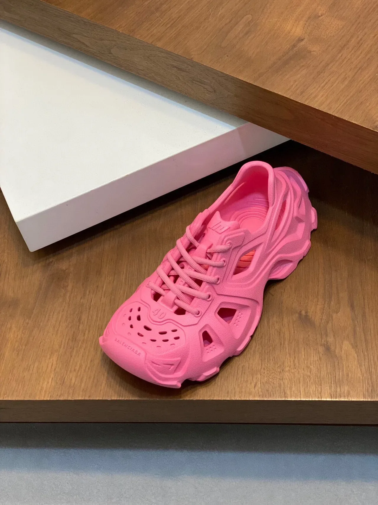 Balenciaga Runner Pink Monolithic Molded Rubber Chunky Sneakers 6