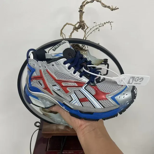 Balenciaga Runner Silver Red Blue Chunky Sneakers 6