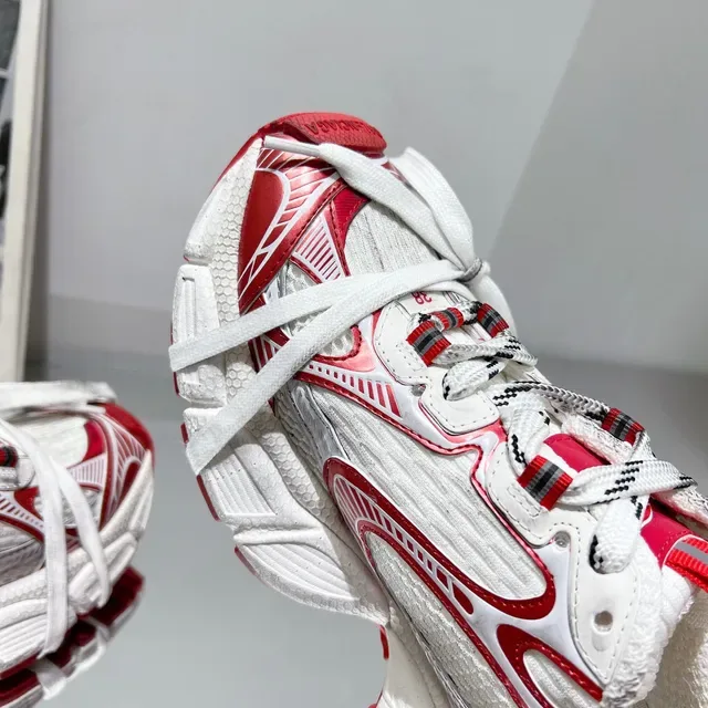 Balenciaga Runner White and Red Chunky Sneakers 4