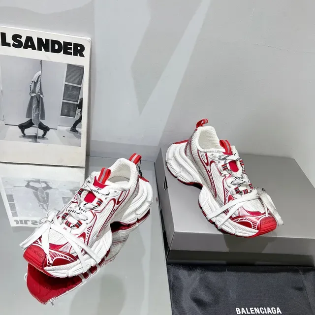 Balenciaga Runner White and Red Chunky Sneakers 8