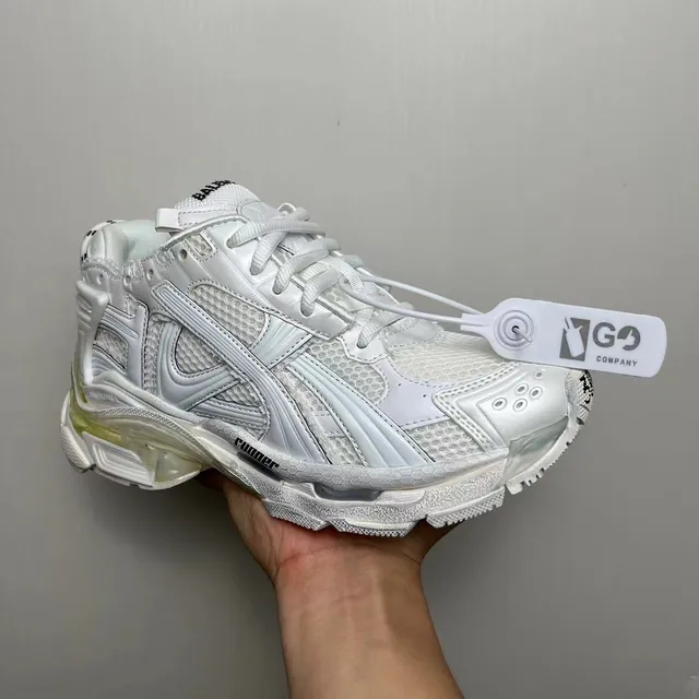 Balenciaga Runner White Yellow Sole Layered Synthetic Cage Chunky Sneakers 2