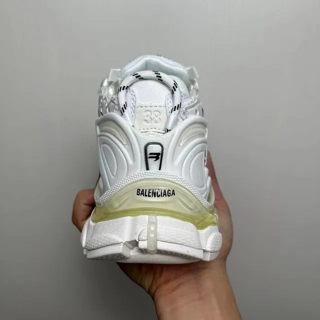 Balenciaga Runner White Yellow Sole Layered Synthetic Cage Chunky Sneakers 3