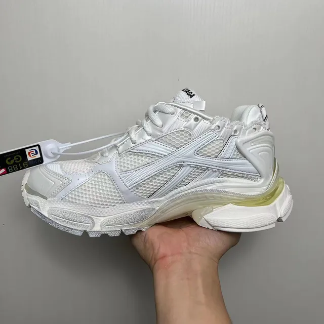 Balenciaga Runner White Yellow Sole Layered Synthetic Cage Chunky Sneakers 4