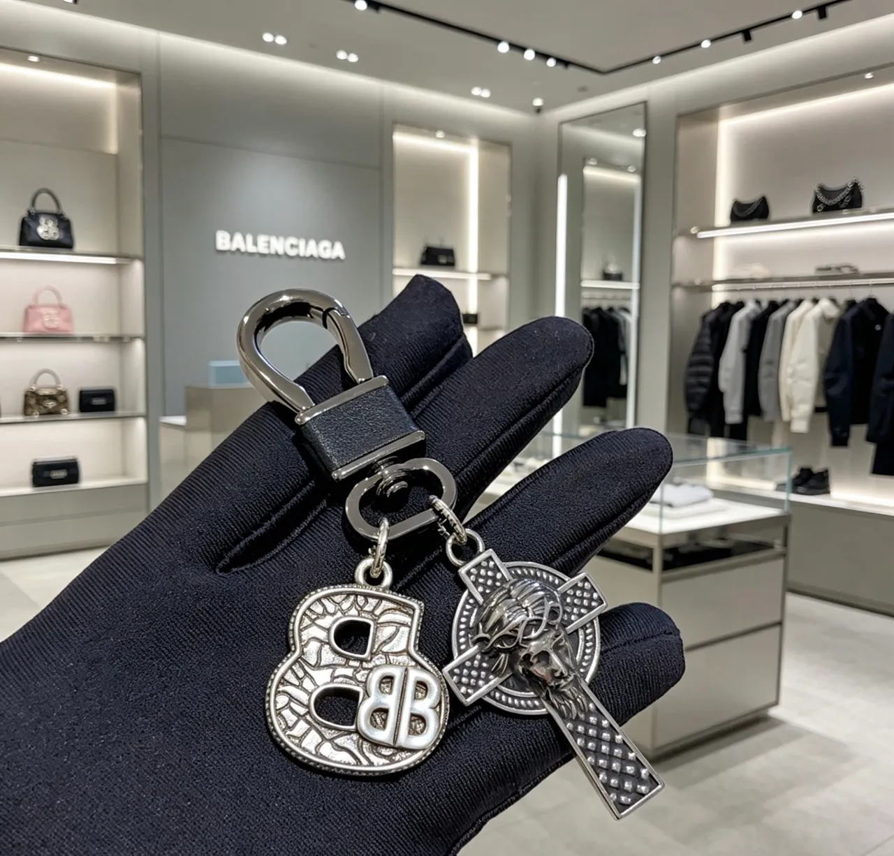Balenciaga Prata Preto Metálico Joias Ornadas 6