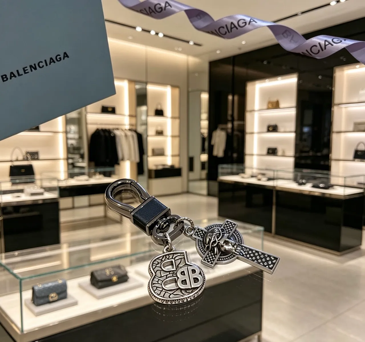 Balenciaga Prata Preto Metálico Joias Ornadas 7