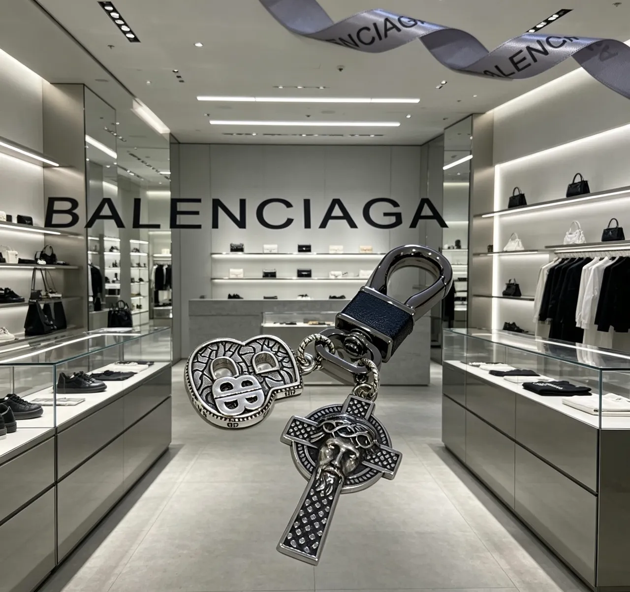 Balenciaga Prata Preto Metálico Joias Ornadas 8