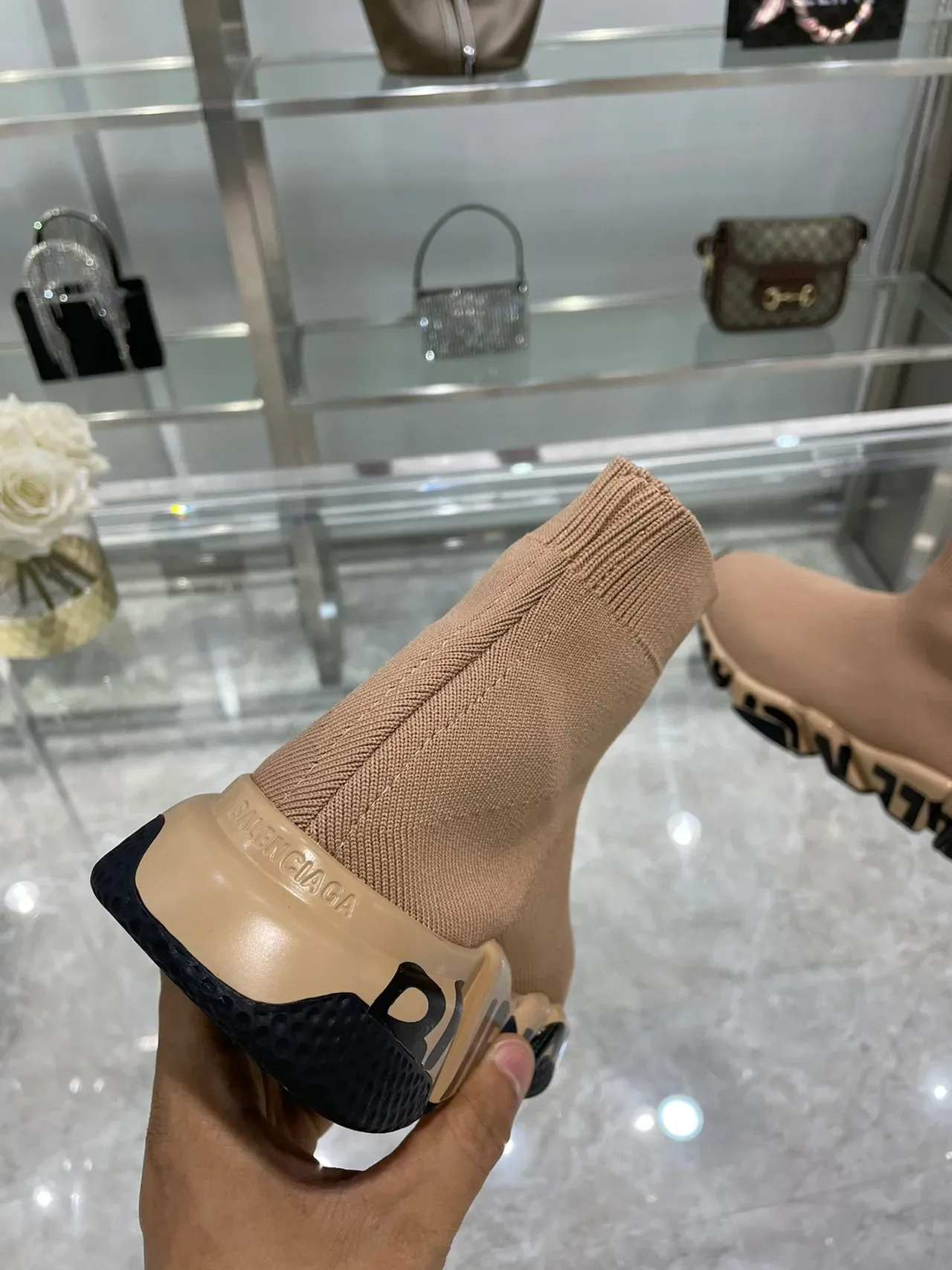 Balenciaga Speed Trainer Beige Black Lifestyle Sneakers 2