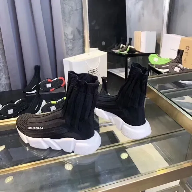 Balenciaga Speed Trainer أحذية رياضية سوداء وبيضاء للأسلوب الحياتي 2