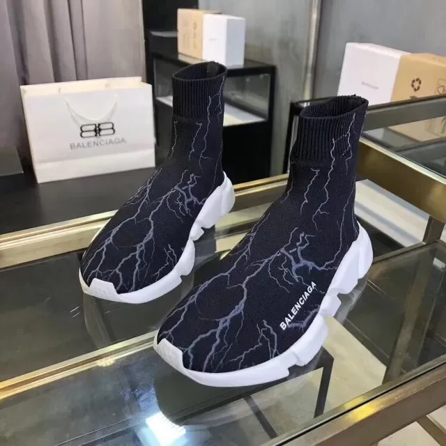 Balenciaga Speed Trainer حذاء رياضي أسلوب حياة أسود صاعقة 4