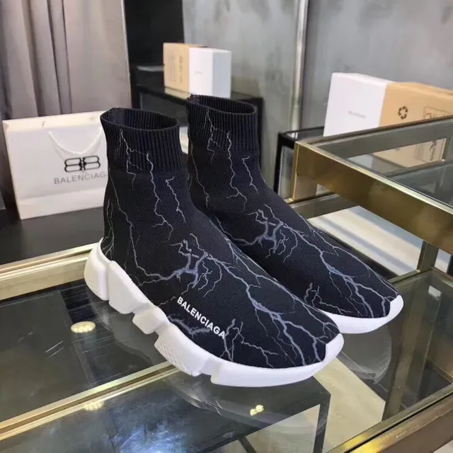 Balenciaga Speed Trainer حذاء رياضي أسلوب حياة أسود صاعقة 5