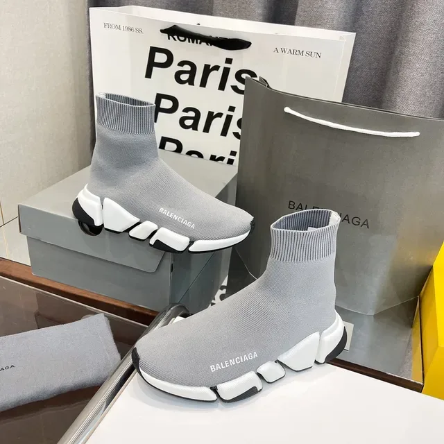 Balenciaga Speed Trainer حذاء رياضي رمادي ملائم للجوارب نمط حياة 4