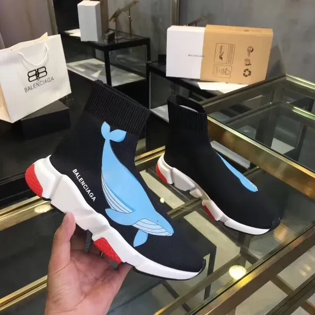 Balenciaga Speed Trainer Chaussures lifestyle à impression baleine noire 3