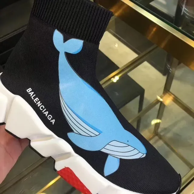 Balenciaga Speed Trainer Chaussures lifestyle à impression baleine noire 4