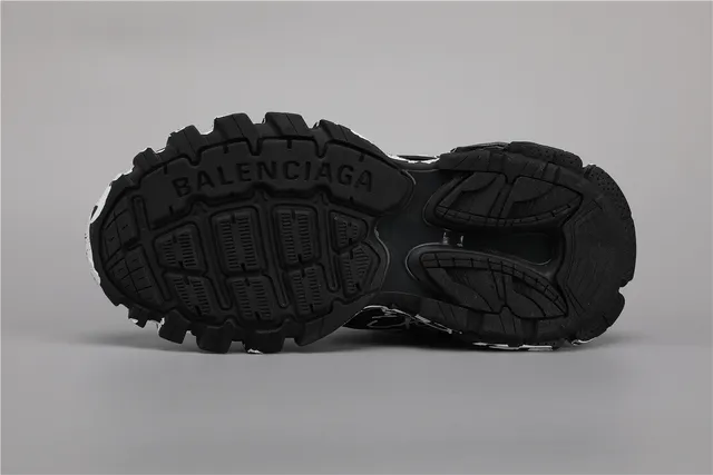 Balenciaga Track Trainer Graffiti Print Chaussures Chunky Noires Blanches 6
