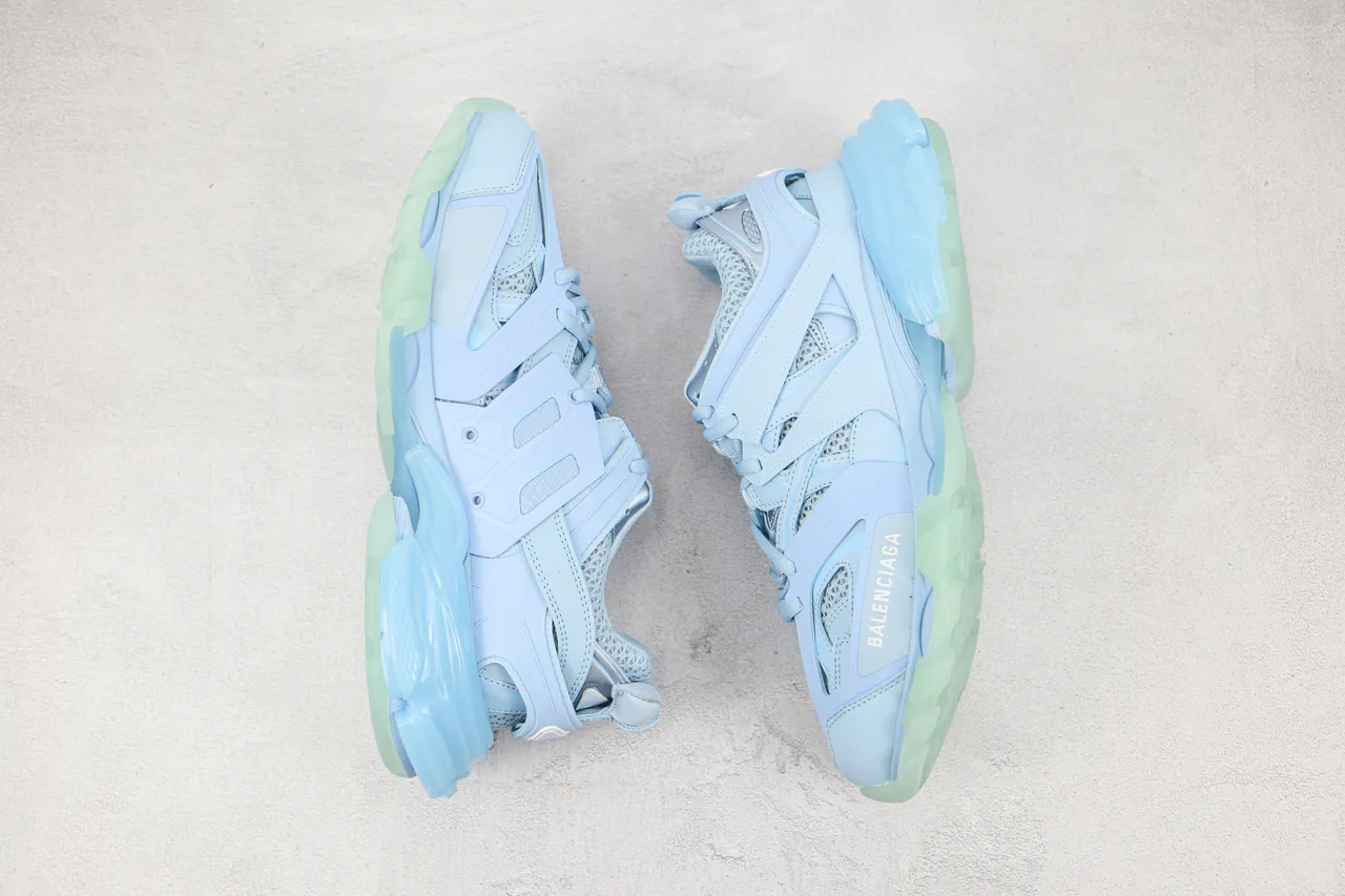 Balenciaga Track Trainer হালকা নীল এবং মিন্ট গ্রিন চংকি স্নিকার্স 9