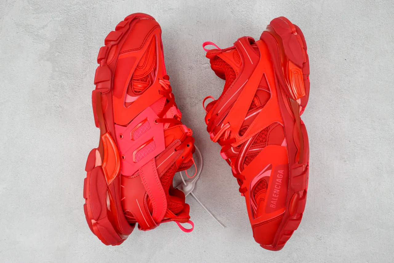 Balenciaga Track Trainer Monochromatic Red Chunky Sneakers 2