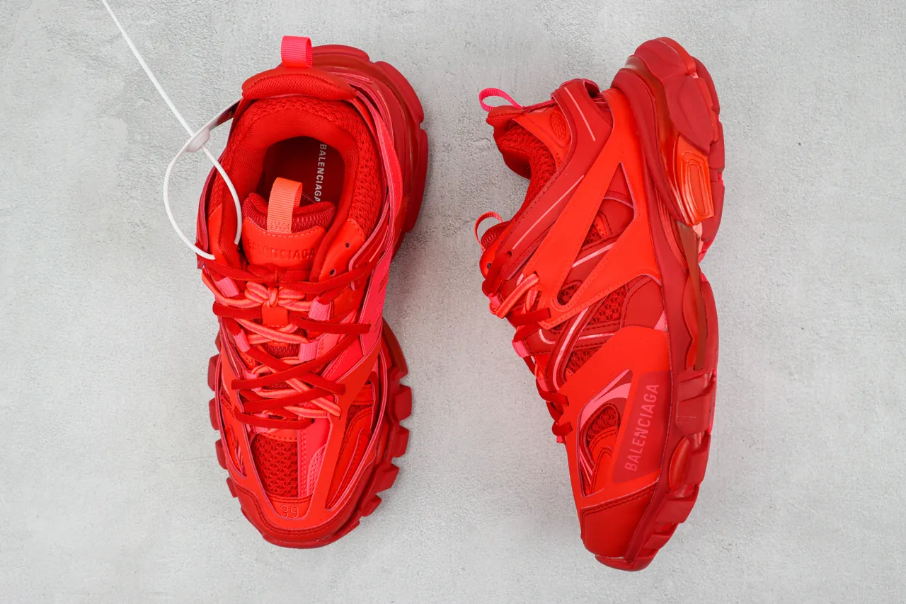 Balenciaga Track Trainer Monochromatic Red Chunky Sneakers 3
